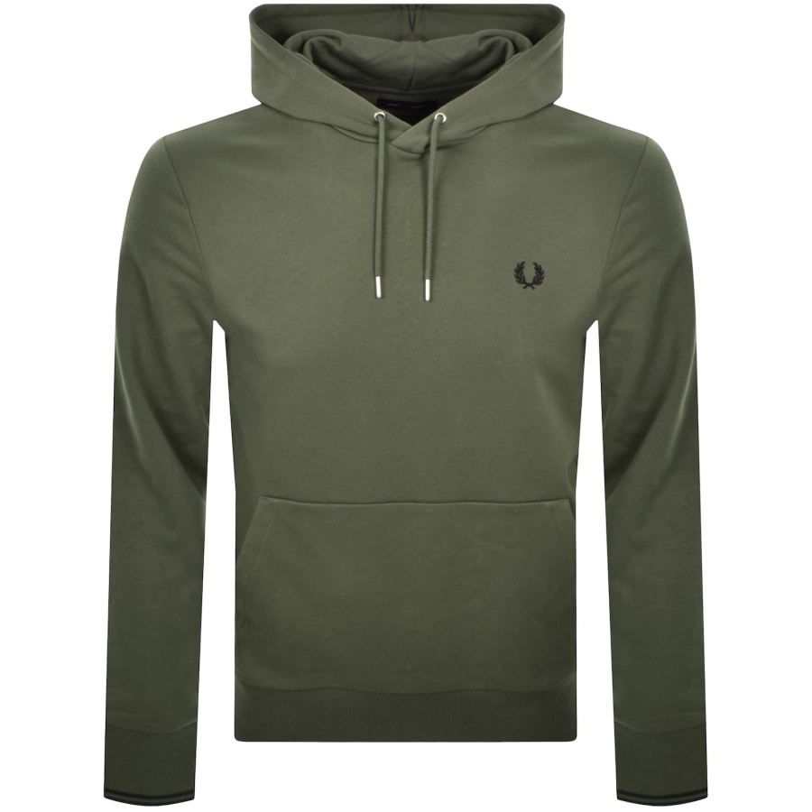 Image number 1 for Fred Perry Tipped Hoodie Wreath Green