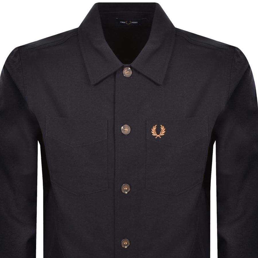 Image number 2 for Fred Perry Brushed Twill Overshirt Navy