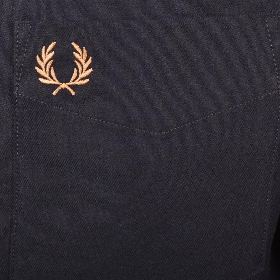 Image number 3 for Fred Perry Brushed Twill Overshirt Navy