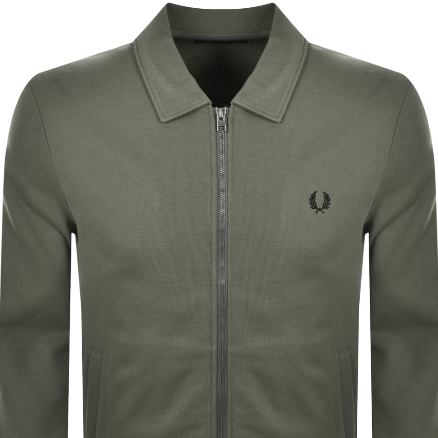 Image number 2 for Fred Perry Zip Through Collared Sweatshirt Green