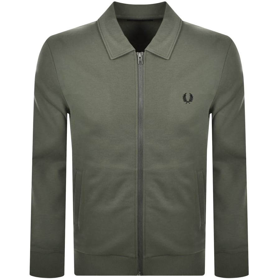 Image number 1 for Fred Perry Zip Through Collared Sweatshirt Green