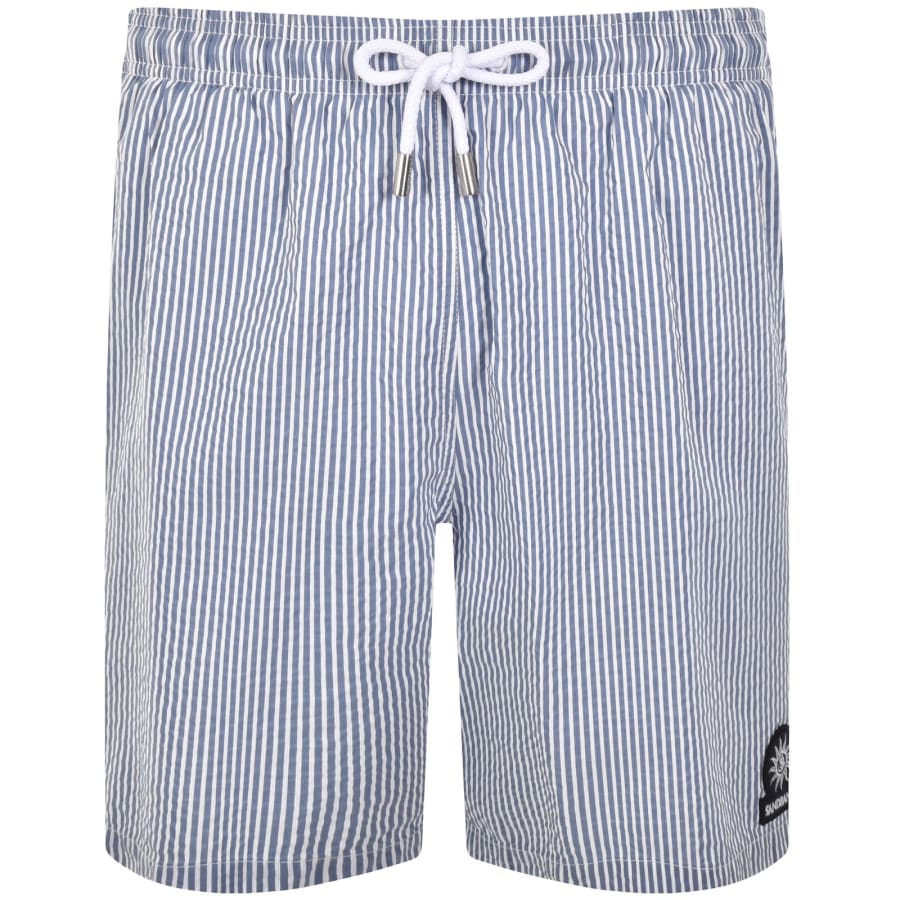 Image number 1 for Sandbanks Seersucker Swim Shorts Navy