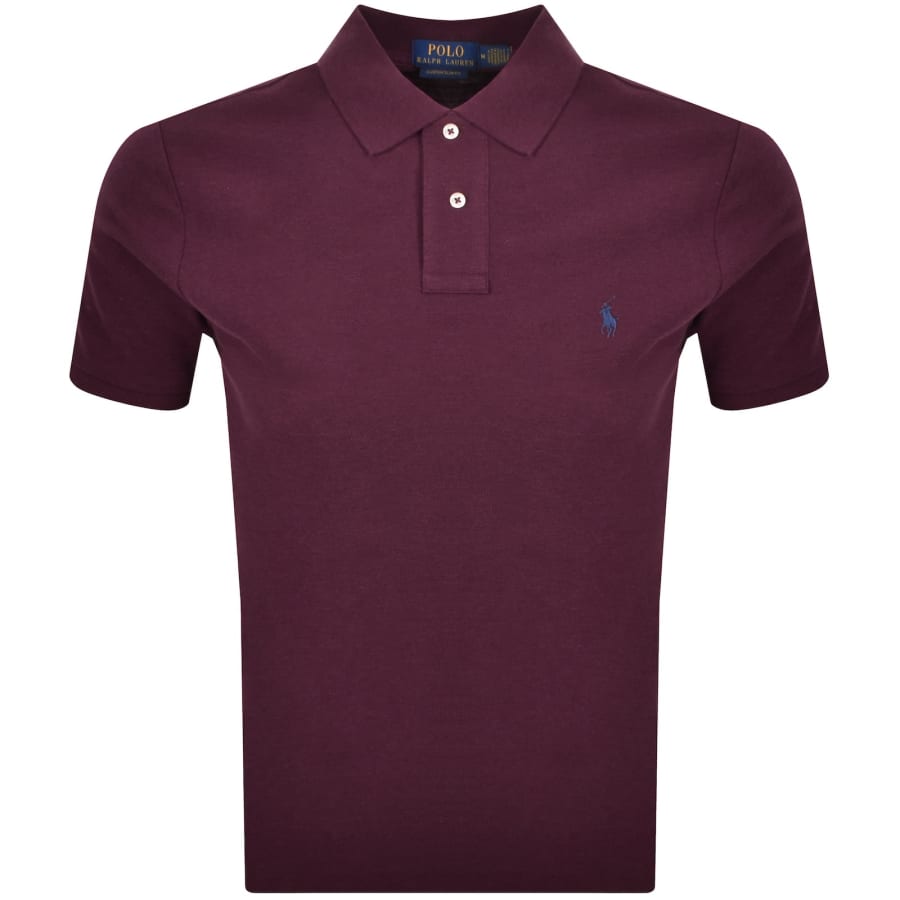 Image number 1 for Ralph Lauren Custom Slim Polo T Shirt Burgundy