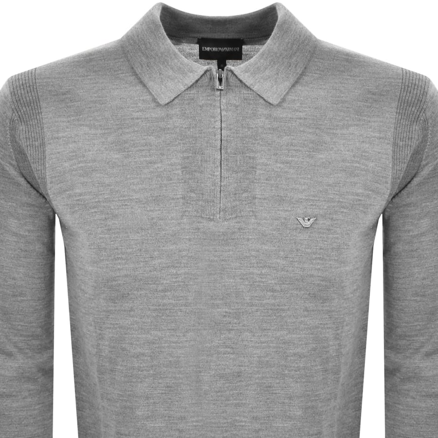 Image number 2 for Emporio Armani Quarter Zip Sweatshirt Grey