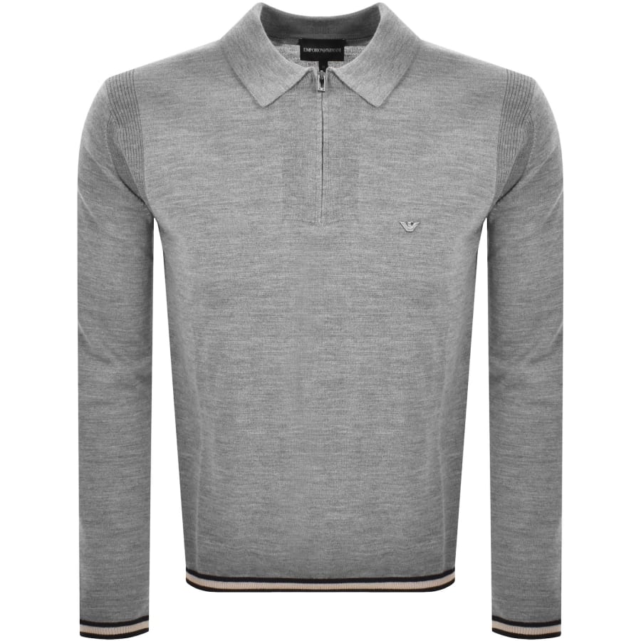 Image number 1 for Emporio Armani Quarter Zip Sweatshirt Grey
