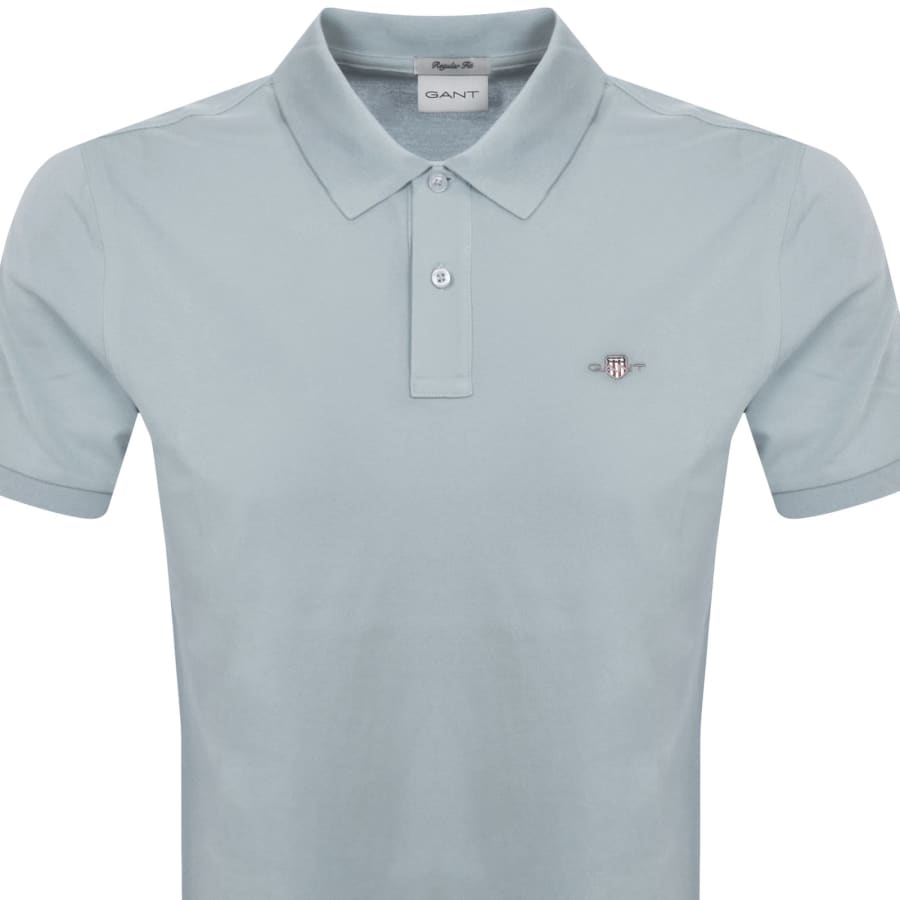 Image number 2 for Gant Regular Fit Shield Pique Polo T Shirt Blue
