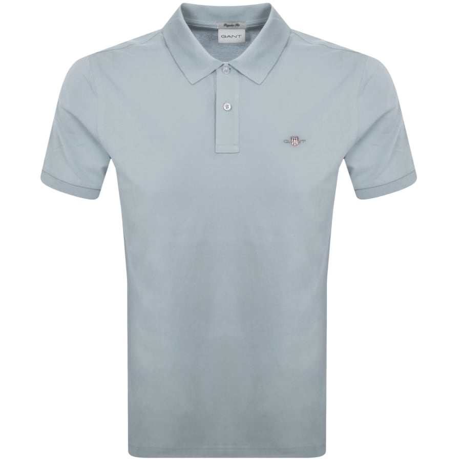Image number 1 for Gant Regular Fit Shield Pique Polo T Shirt Blue
