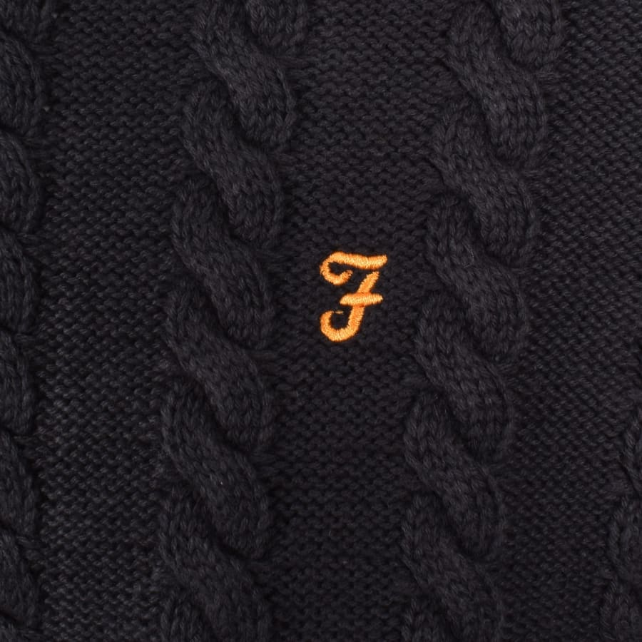 Image number 3 for Farah Knight Cable Knit Jumper Navy