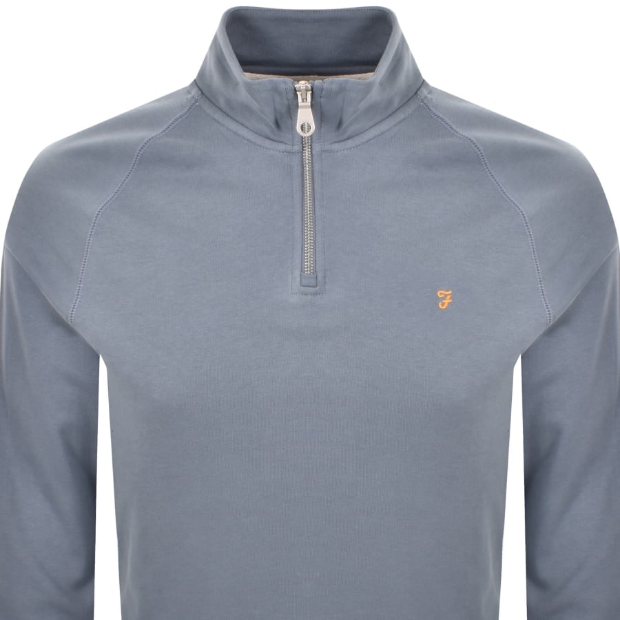 Image number 2 for Farah Jim Quarter Zip Sweatshirt Blue