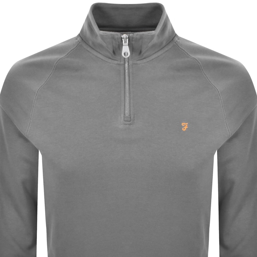 Image number 2 for Farah Jim Quarter Zip Sweatshirt Grey