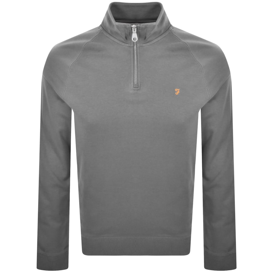 Image number 1 for Farah Jim Quarter Zip Sweatshirt Grey