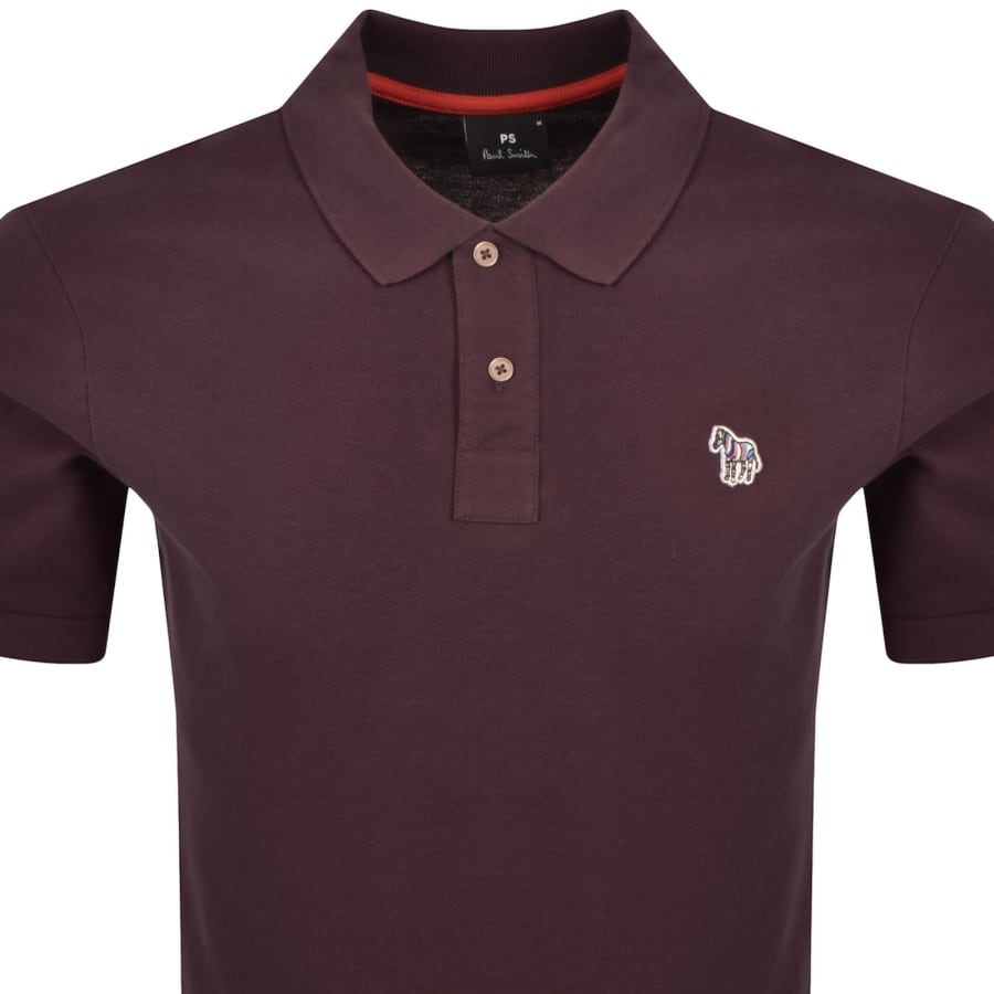 Image number 2 for Paul Smith Zebra Logo Badge Polo T Shirt Burgundy