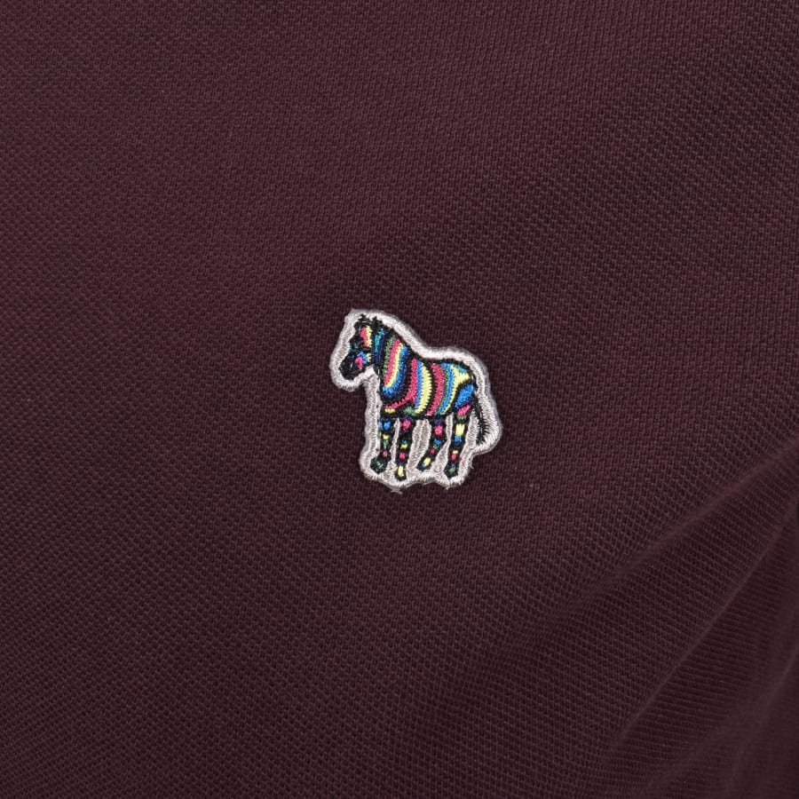 Image number 3 for Paul Smith Zebra Logo Badge Polo T Shirt Burgundy