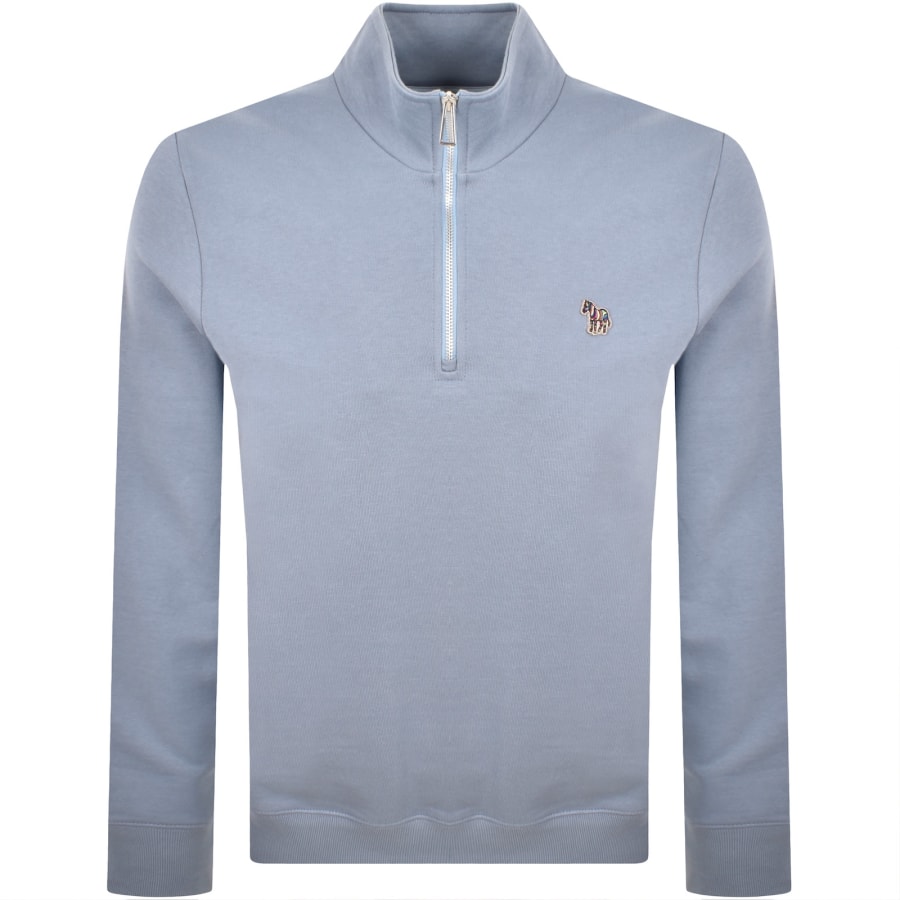 Image number 1 for Paul Smith Half Zip Zebra Sweatshirt Blue