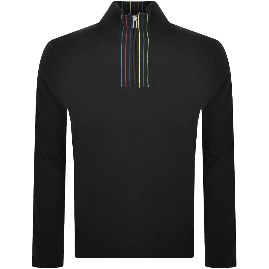 Image number 2 for Paul Smith Half Zip Knit Jumper Black