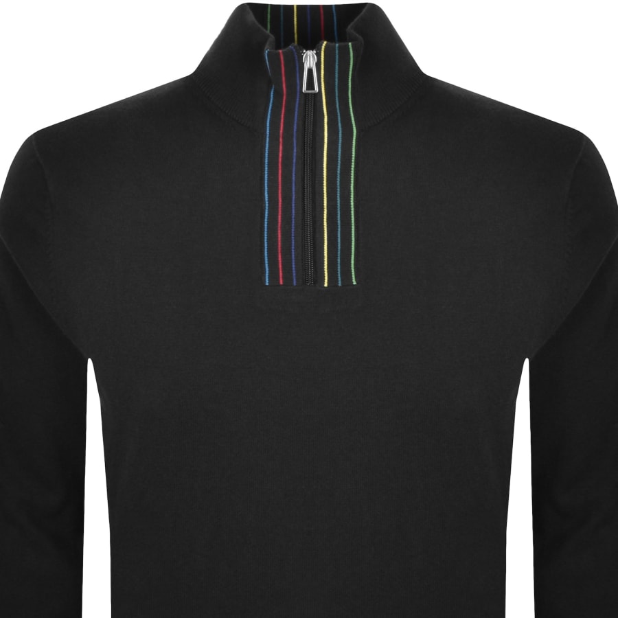 Image number 3 for Paul Smith Half Zip Knit Jumper Black
