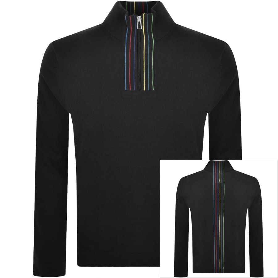 Image number 1 for Paul Smith Half Zip Knit Jumper Black