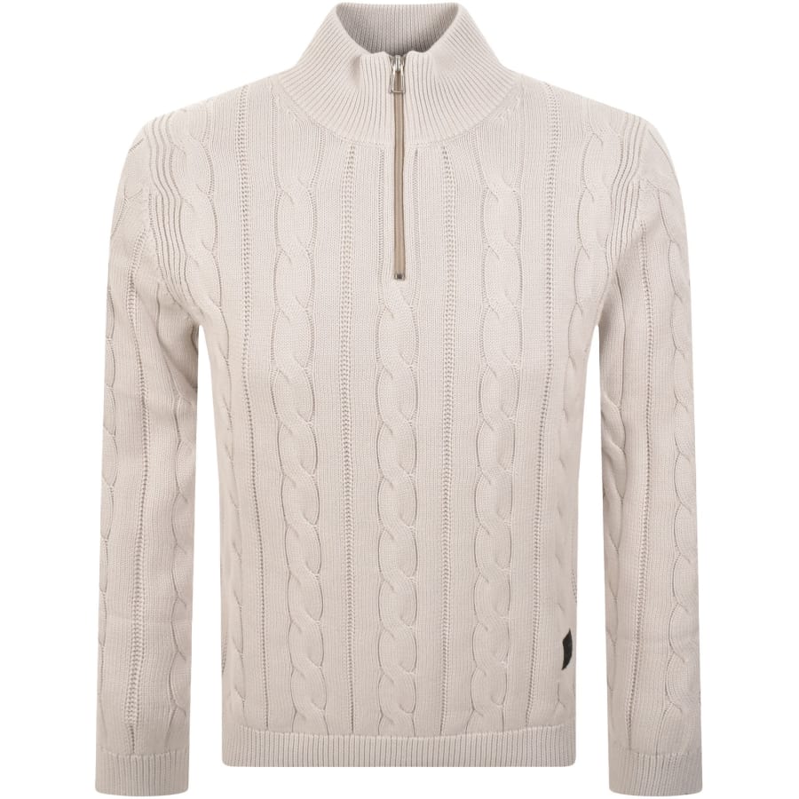 Image number 1 for Paul Smith Half Zip Knit Jumper Cream