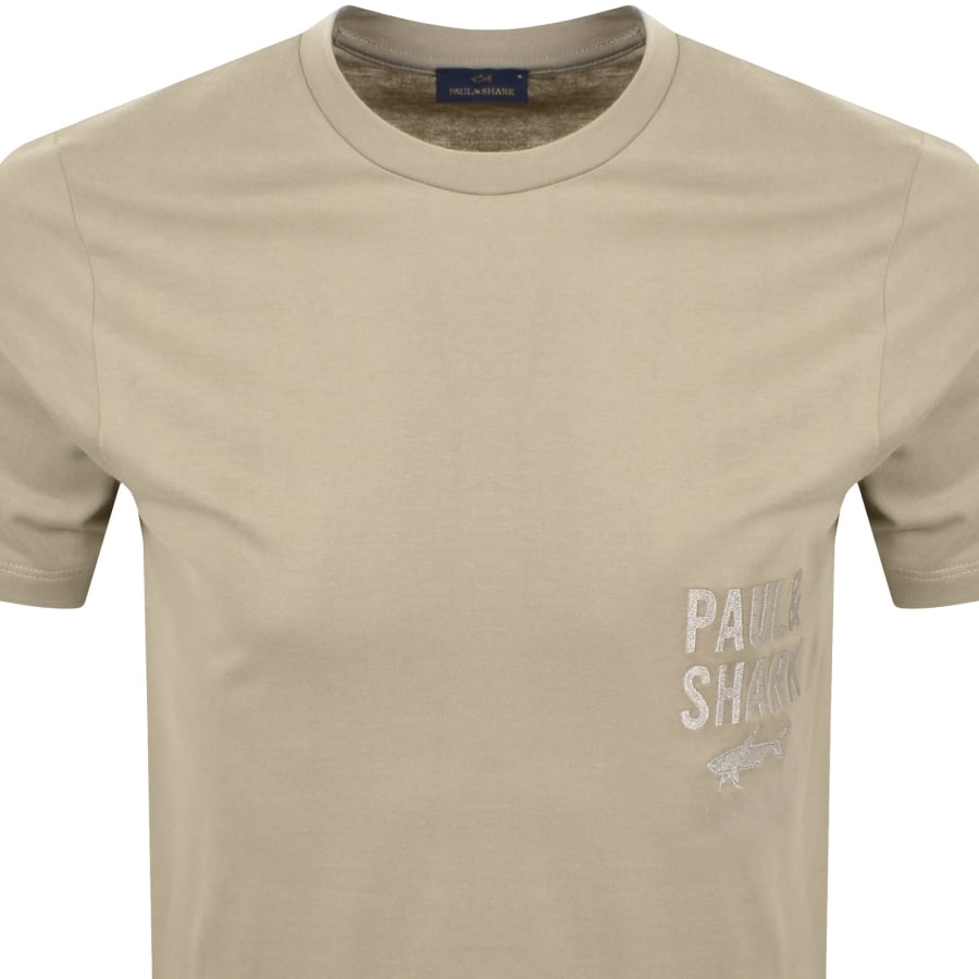 Image number 2 for Paul And Shark Embroidered Logo T Shirt Beige