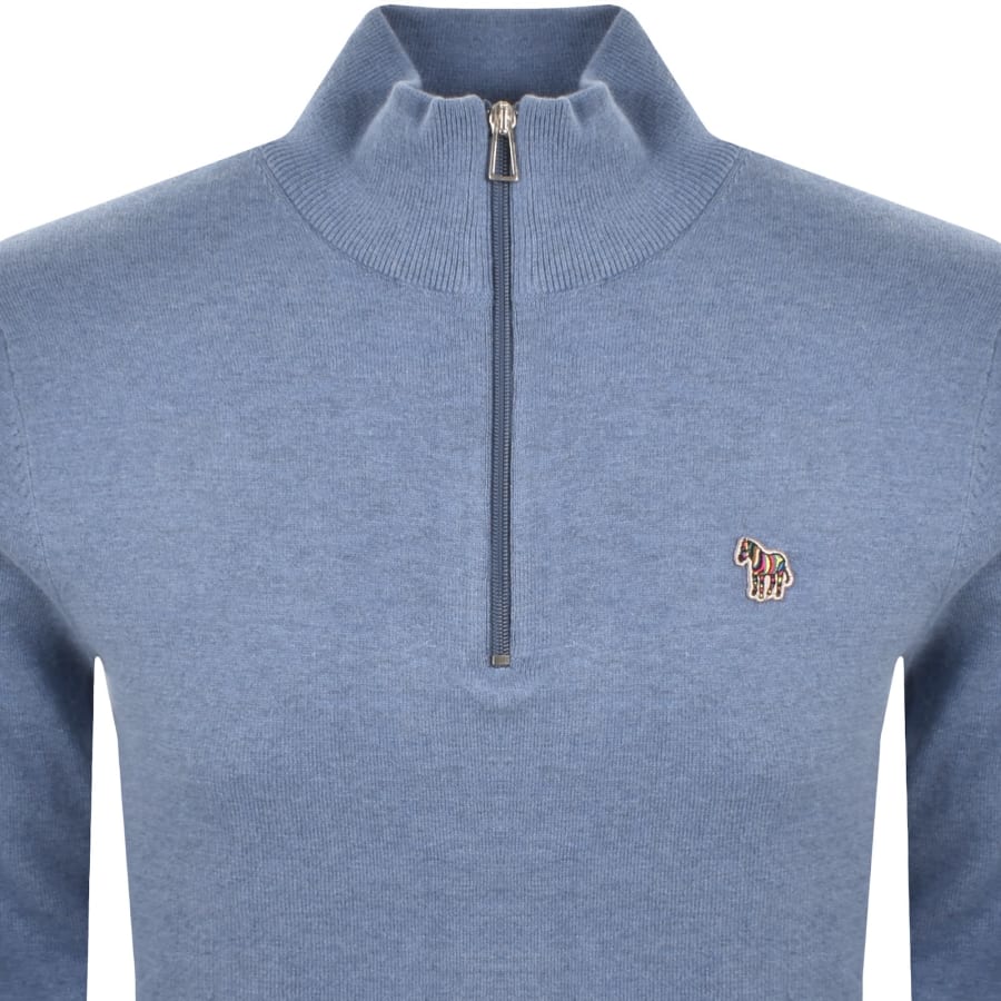 Image number 2 for Paul Smith Half Zip Zebra Logo Jumper Blue