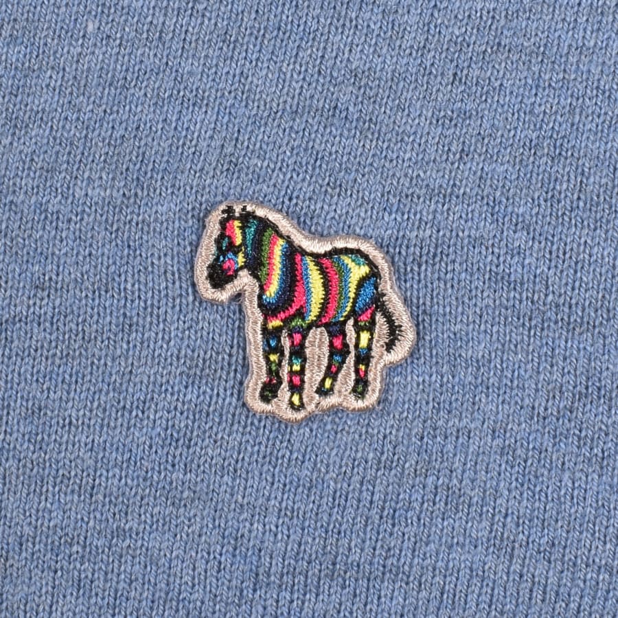 Image number 3 for Paul Smith Half Zip Zebra Logo Jumper Blue