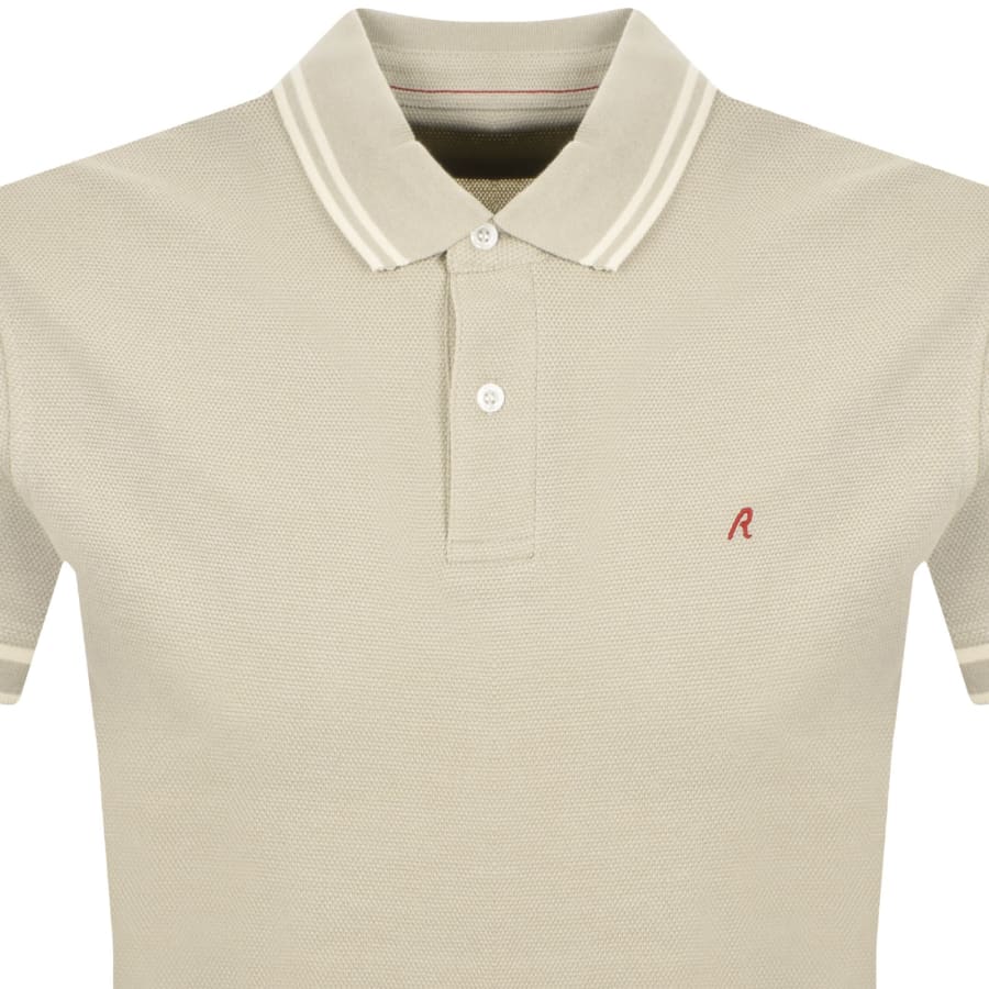 Image number 2 for Replay Short Sleeved Logo Polo T Shirt Beige