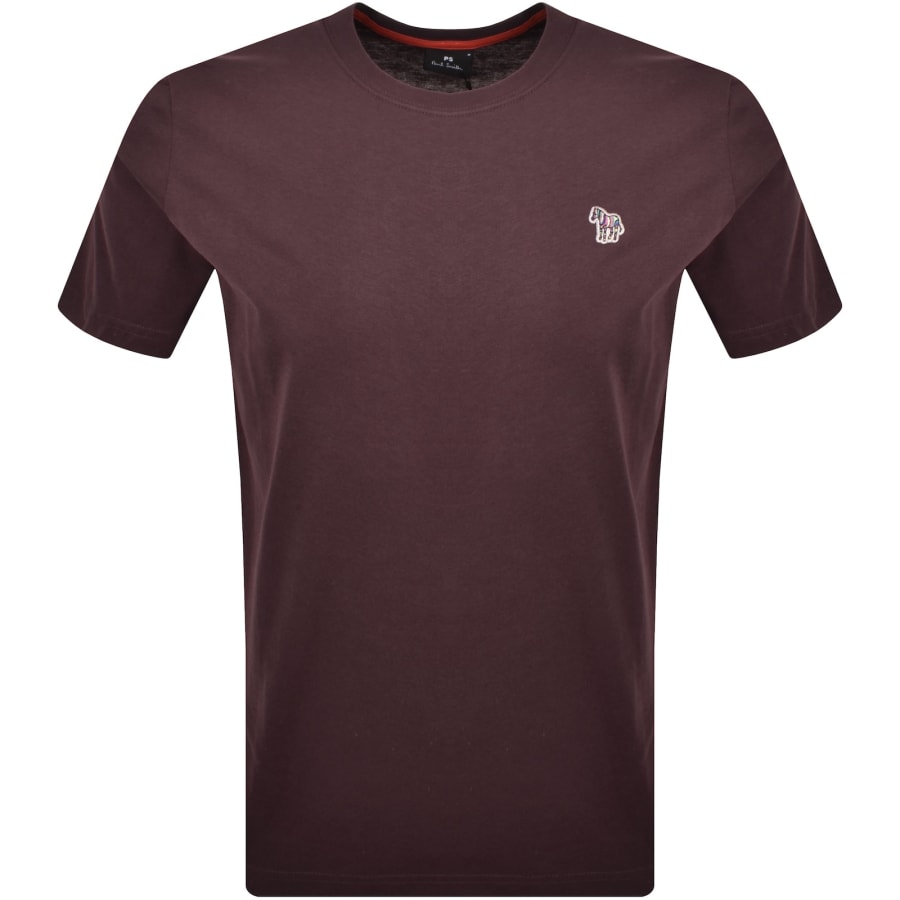 Image number 1 for Paul Smith Zebra Logo T Shirt Burgundy