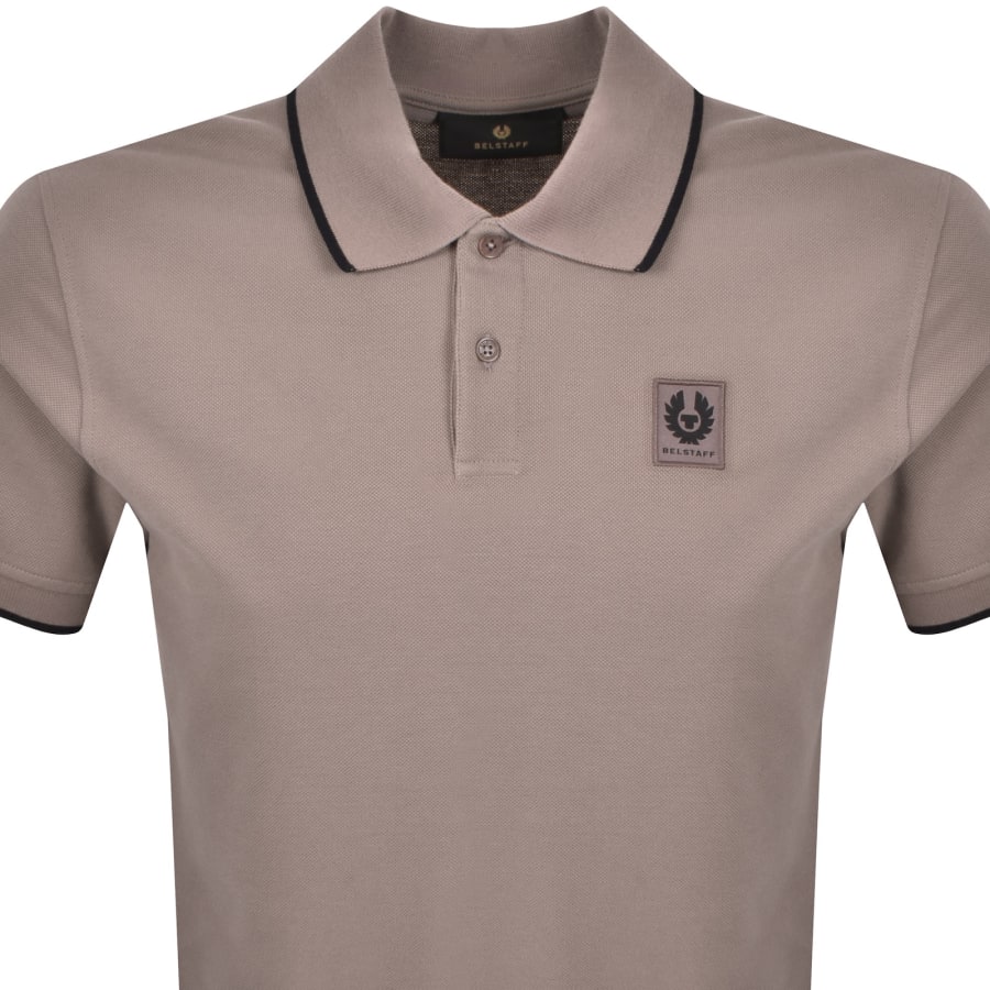 Image number 2 for Belstaff Tipped Polo T Shirt Asphalt Brown