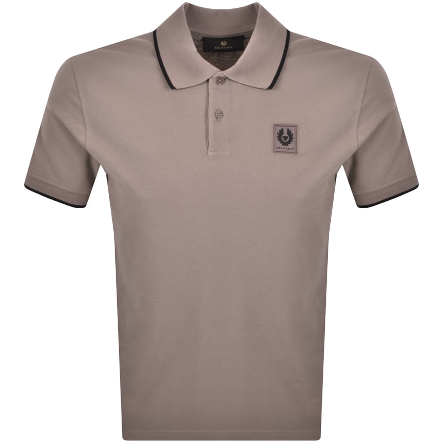 Image number 1 for Belstaff Tipped Polo T Shirt Asphalt Brown