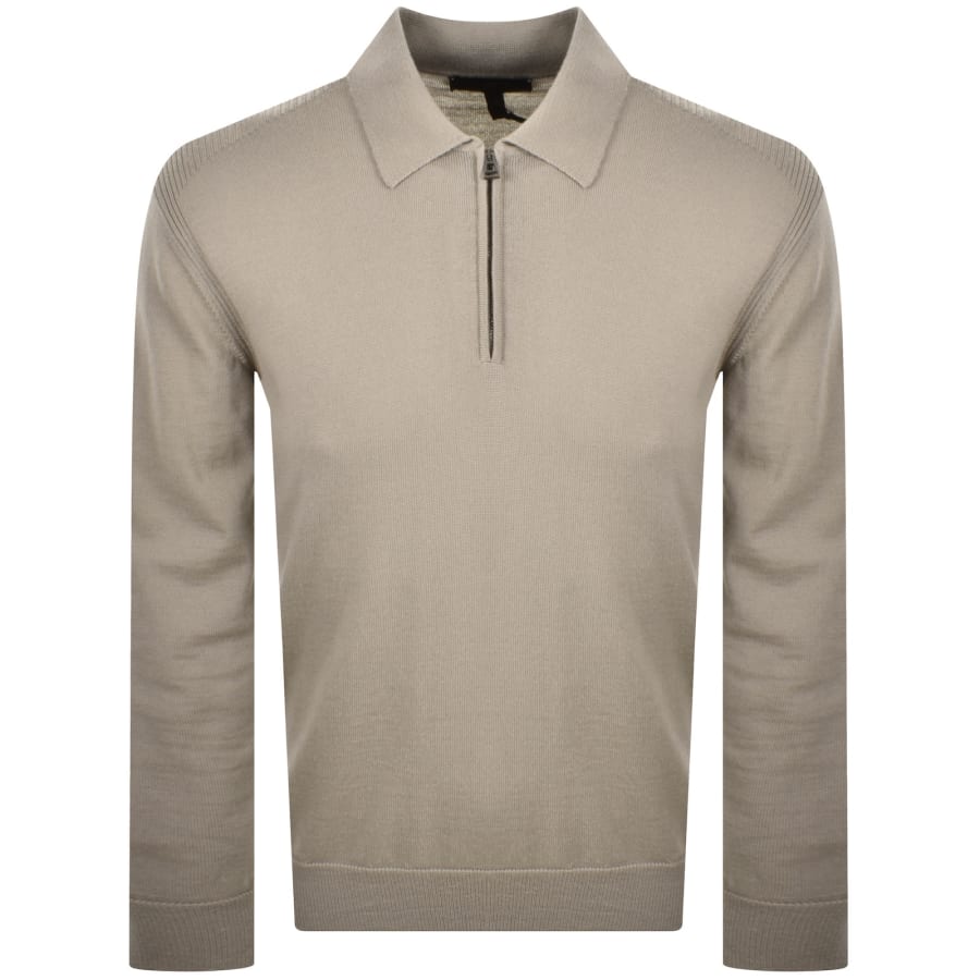 Image number 2 for Belstaff Kyle Knitted Polo Shirt Beige