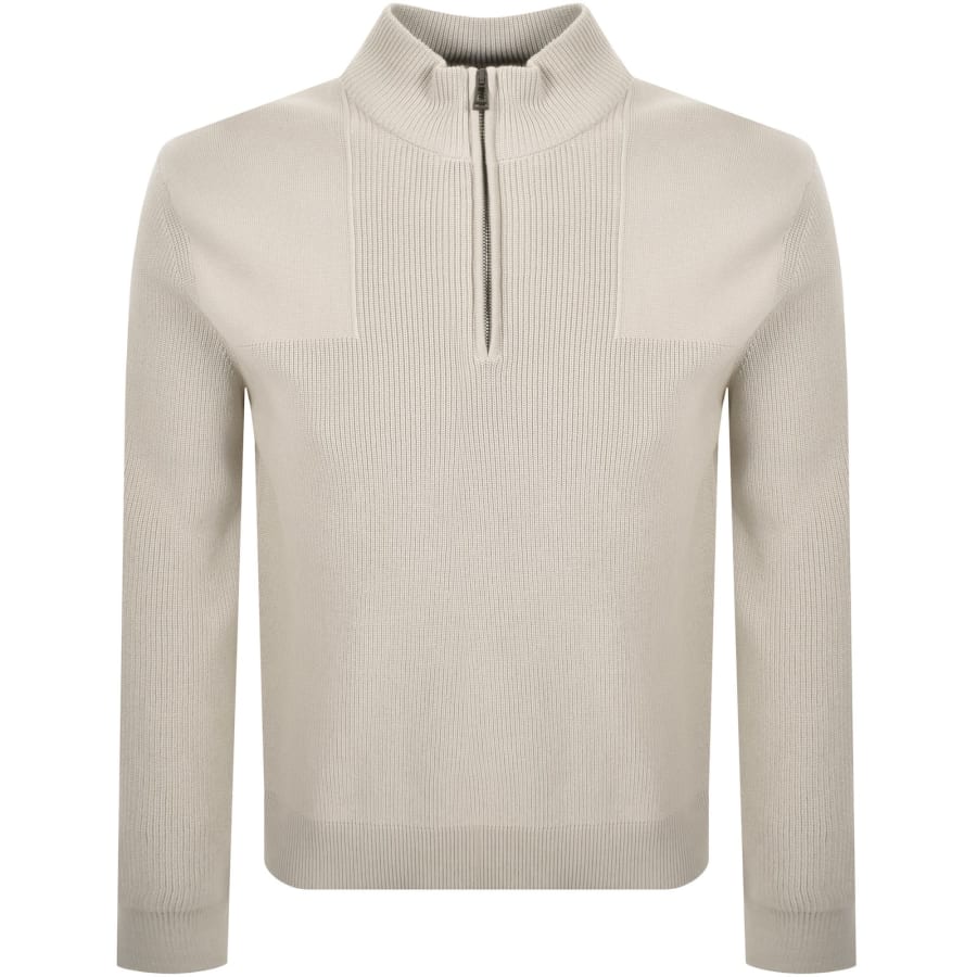 Image number 2 for Belstaff Commander Quarter Zip Jumper Cream