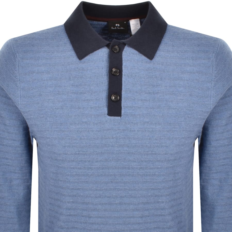 Image number 2 for Paul Smith Knit Polo T Shirt Blue