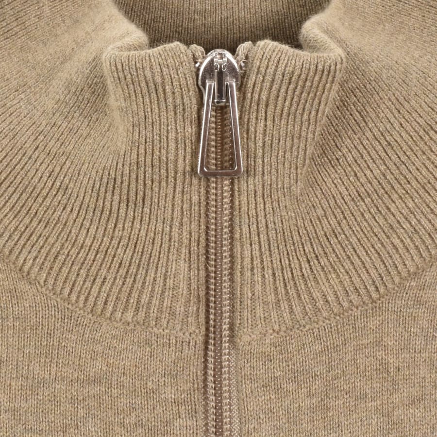 Image number 4 for Paul Smith Half Zip Zebra Logo Jumper Brown