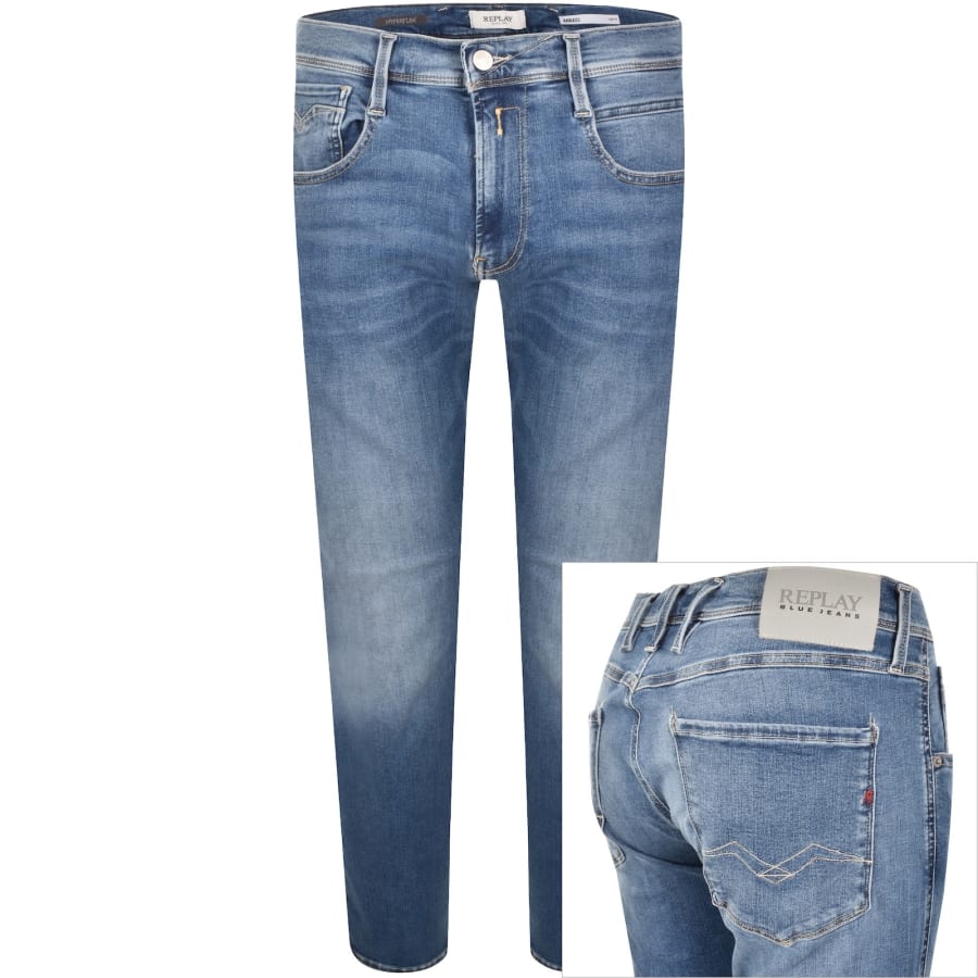 Image number 1 for Replay Anbass Slim Fit Jeans Blue