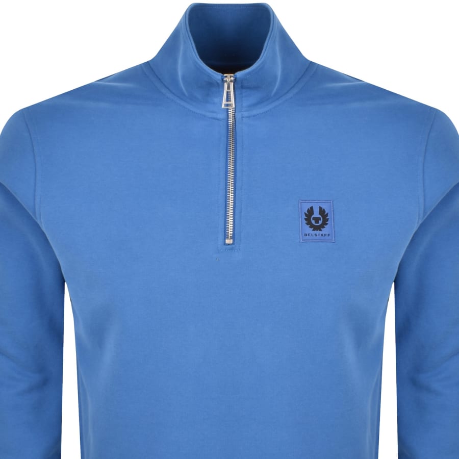 Image number 2 for Belstaff Quarter Zip Sweatshirt Marine Blue