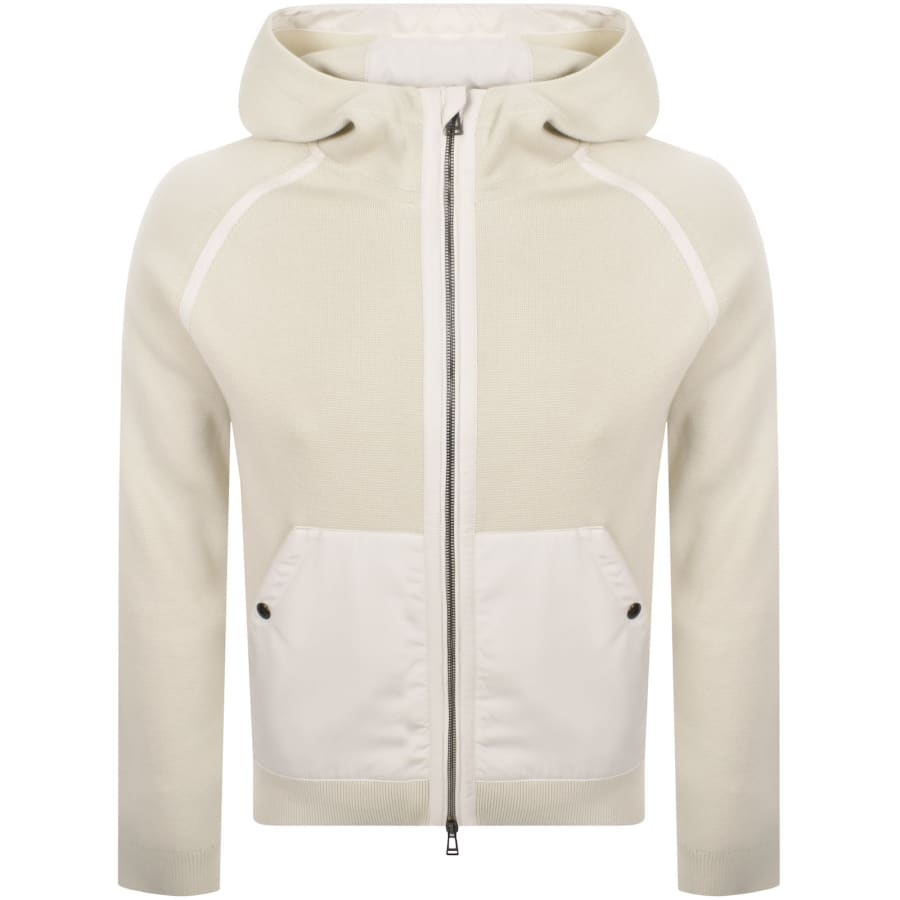 Image number 2 for Belstaff Full Zip Knit Hoodie Silver Birch