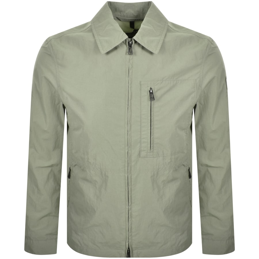 Image number 2 for Belstaff Grid Overshirt Lichen Green