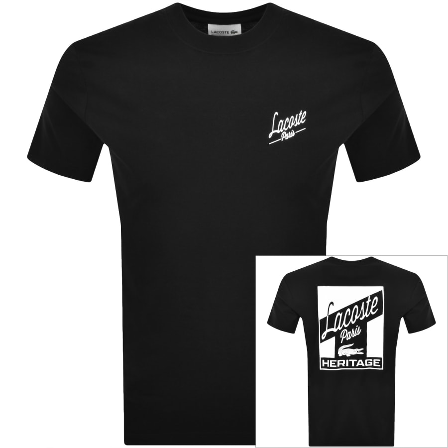 Image number 1 for Lacoste Paris Back Print T Shirt Black