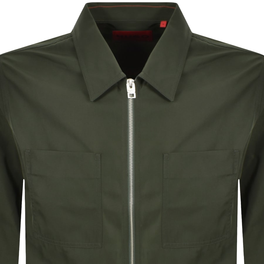 Image number 2 for HUGO Evalom Overshirt Jacket Dark Green