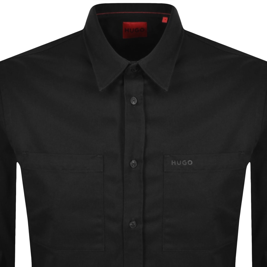 Image number 2 for HUGO Long Sleeved Egrin Shirt Black