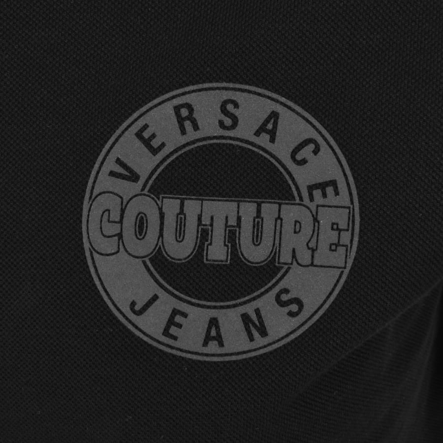 Image number 3 for Versace Jeans Couture Round Logo Polo Black