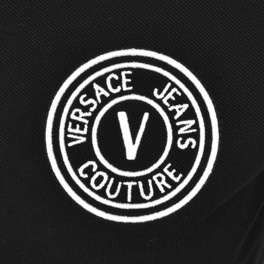 Image number 3 for Versace Jeans Couture Round Logo Polo Black