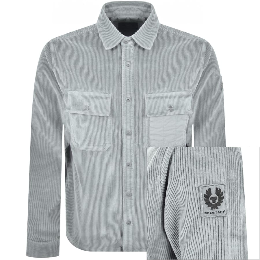 Image number 1 for Belstaff Fallgate Corduroy Overshirt Quarry Blue