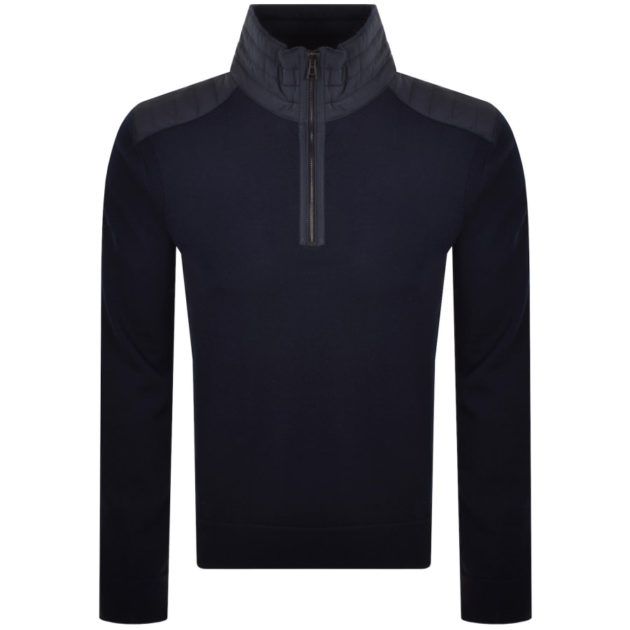 Image number 2 for Belstaff Kilmington Quarter Zip Jumper Navy