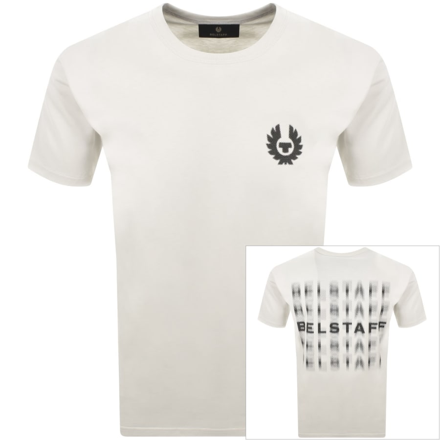 Image number 1 for Belstaff Short Sleeve Shadow Logo T Shirt Cream