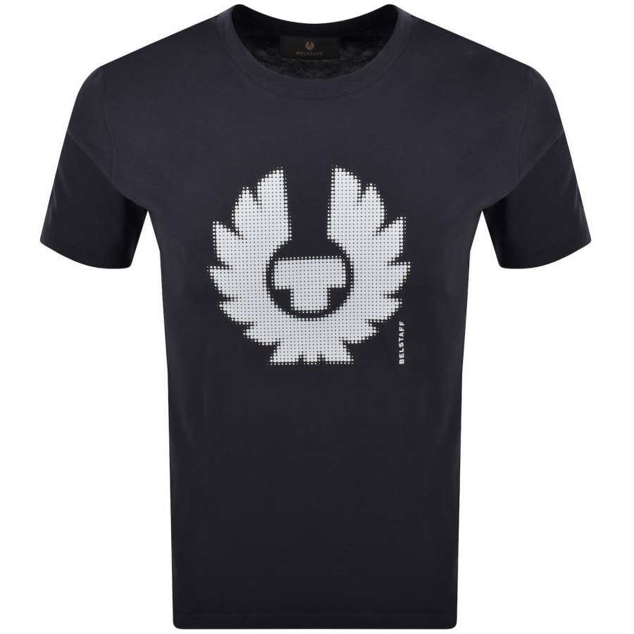 Image number 1 for Belstaff Short Sleeve Bitmap Logo T Shirt Navy