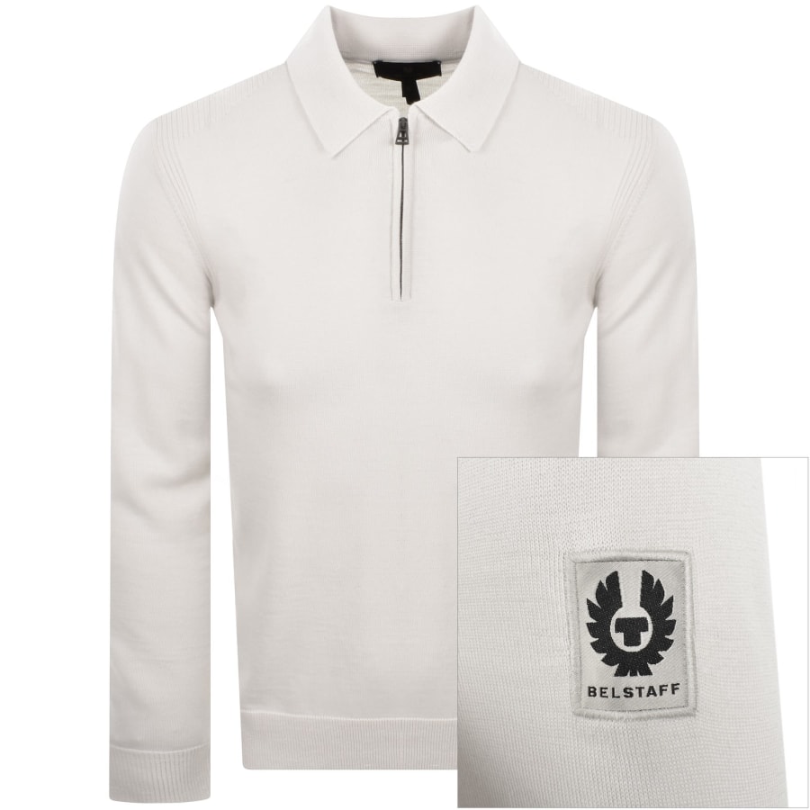 Image number 1 for Belstaff Kyle Knitted Polo Shirt Off White