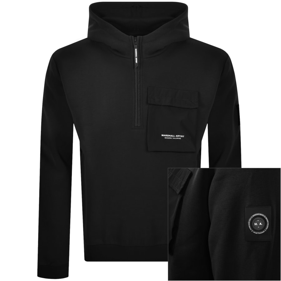 Image number 1 for Marshall Artist Crux Quarter Zip Hoodie Black