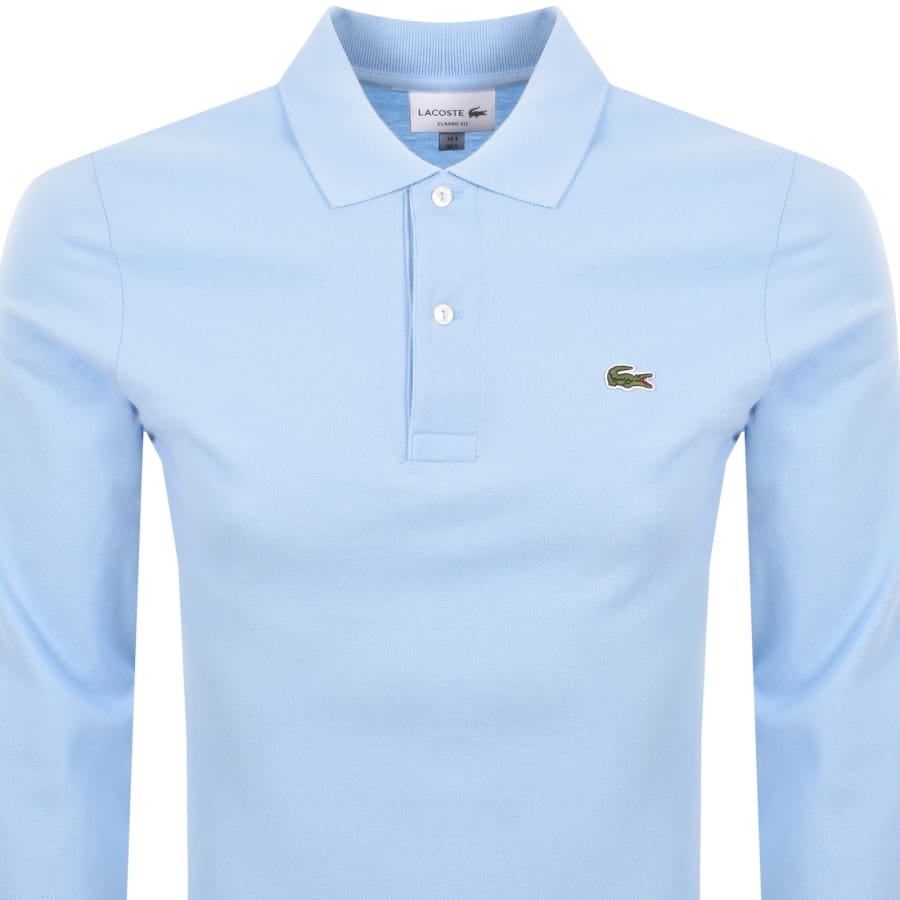 Image number 2 for Lacoste Long Sleeve Polo T Shirt Sky Blue