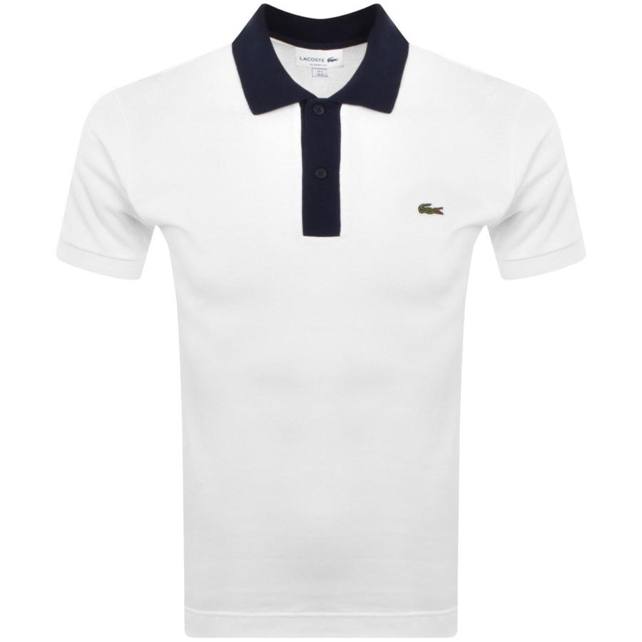 Image number 1 for Lacoste Contrast Collar Polo T Shirt White